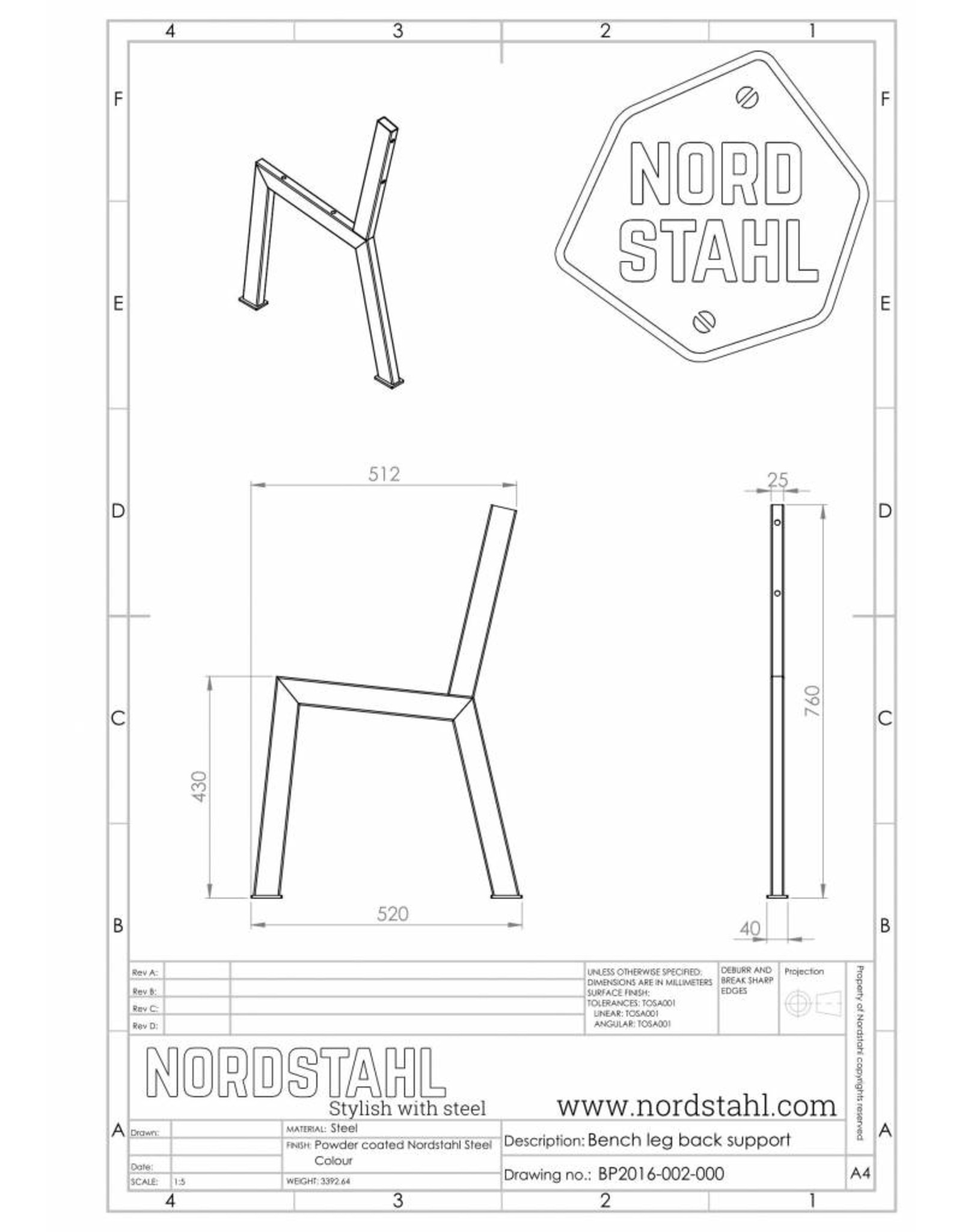 Nordstahl Nordstahl Bankkufen mit Rückenlehne (1x)