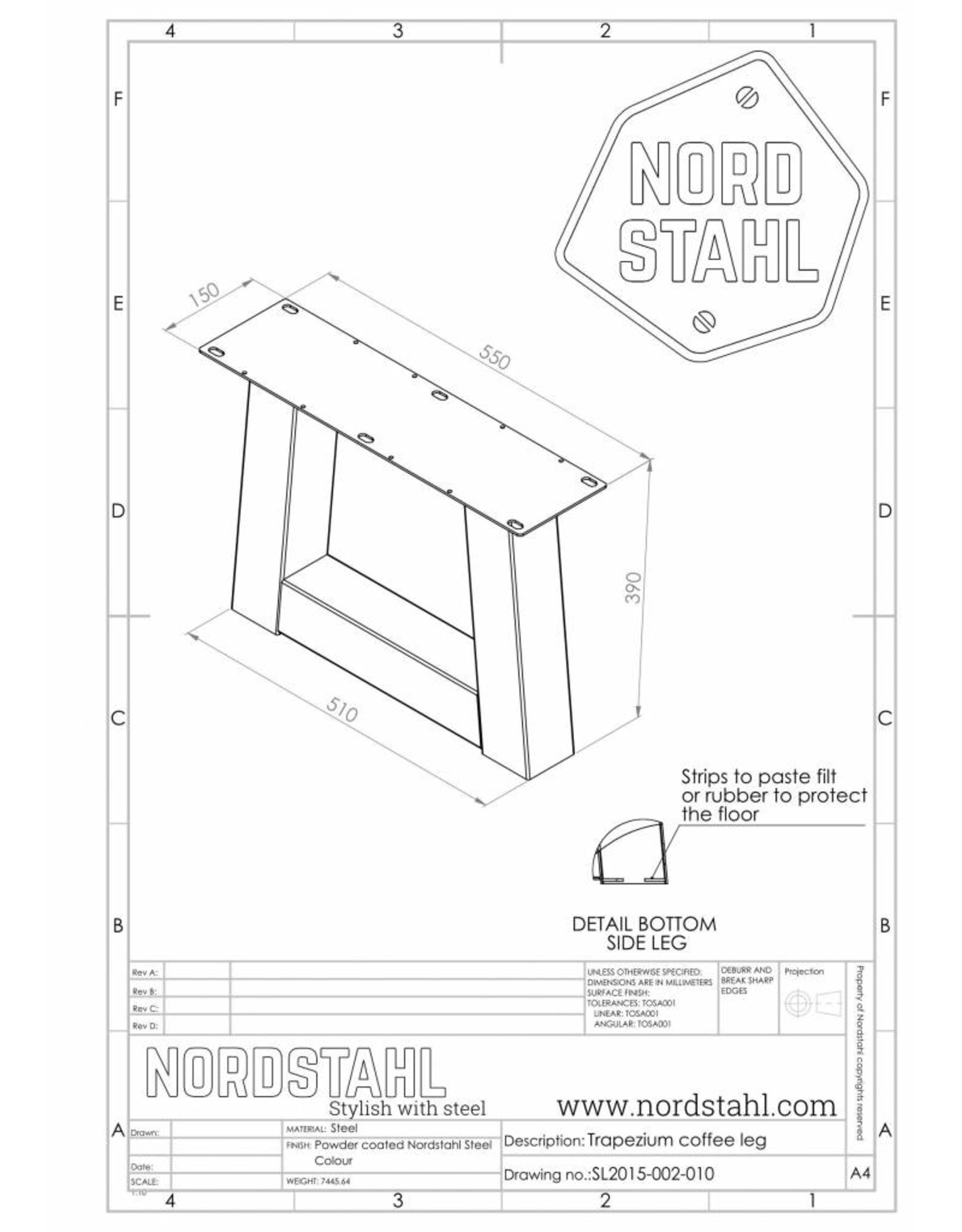 Nordstahl Nordstahl Couchtischbeine Trapezium (1x)