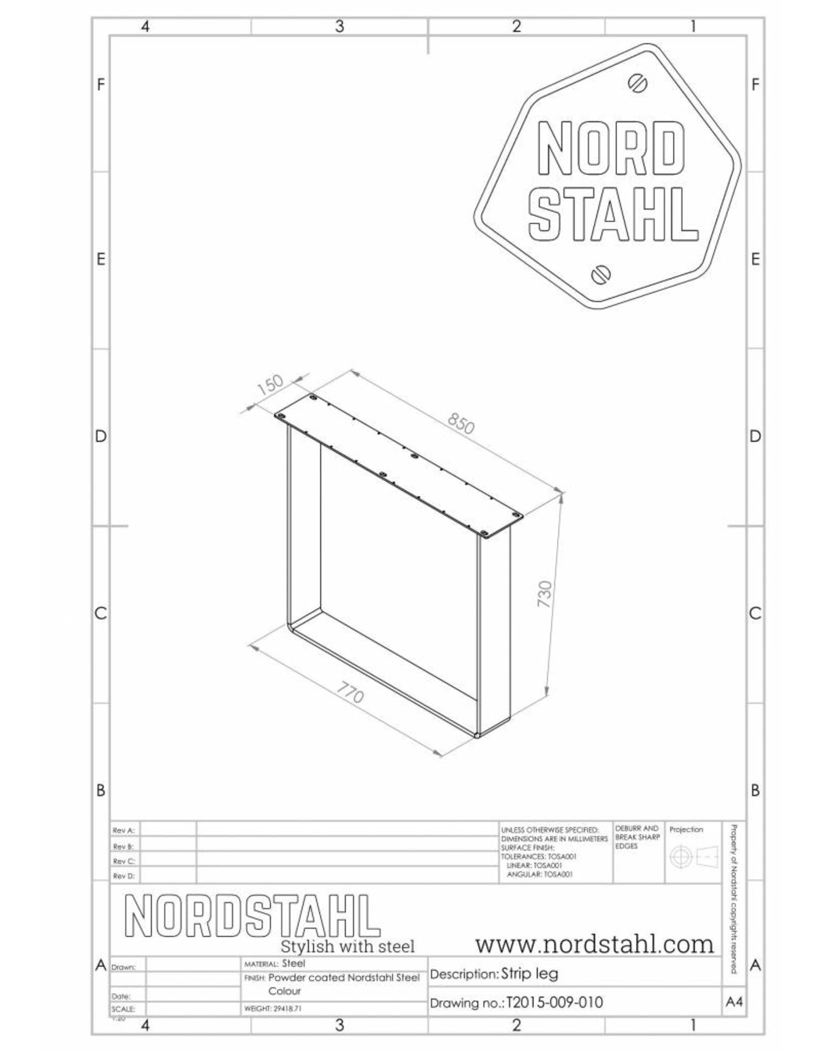 Nordstahl Nordstahl Tischbein Strip (1x)