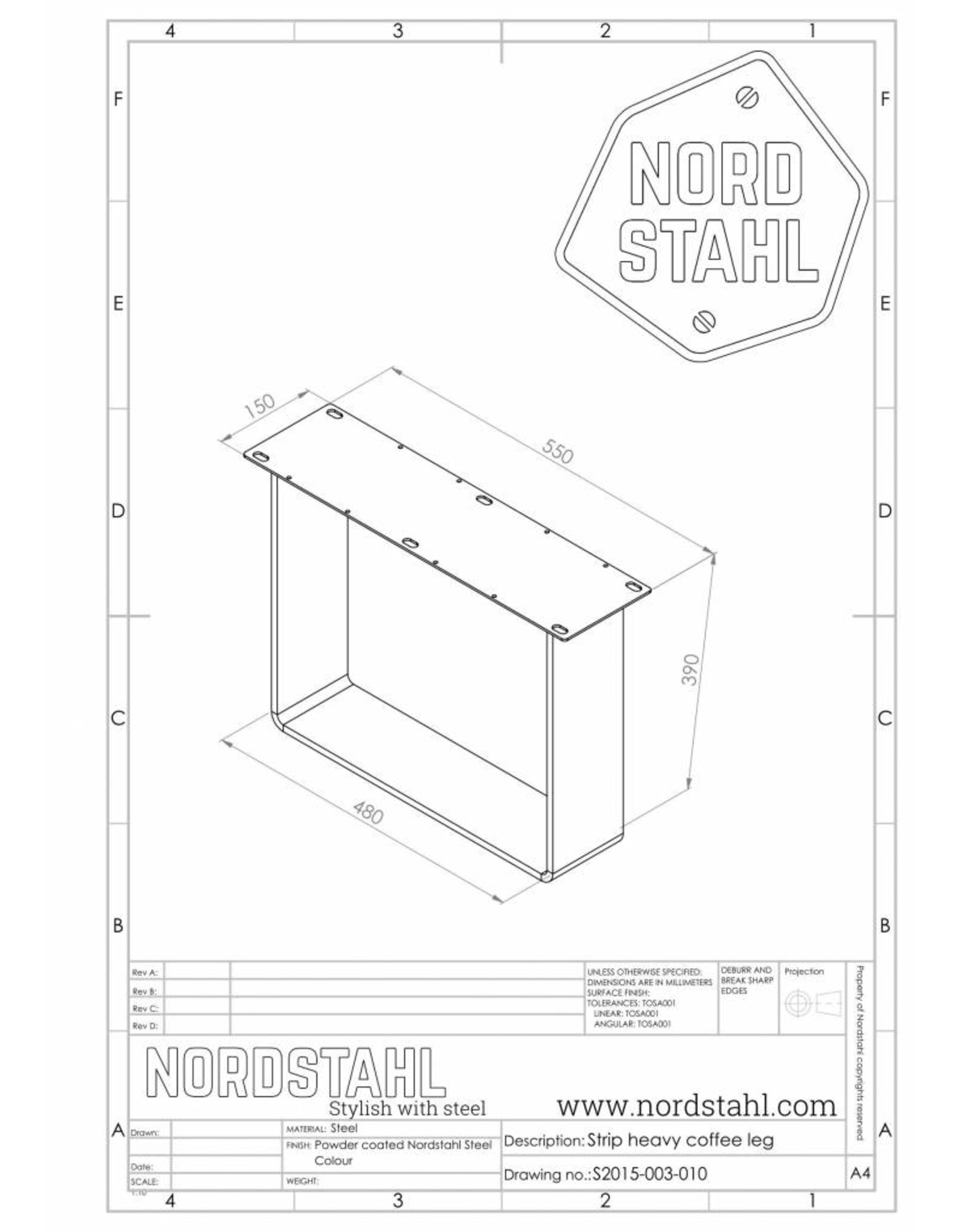 Nordstahl Nordstahl Strip coffee leg Pure White