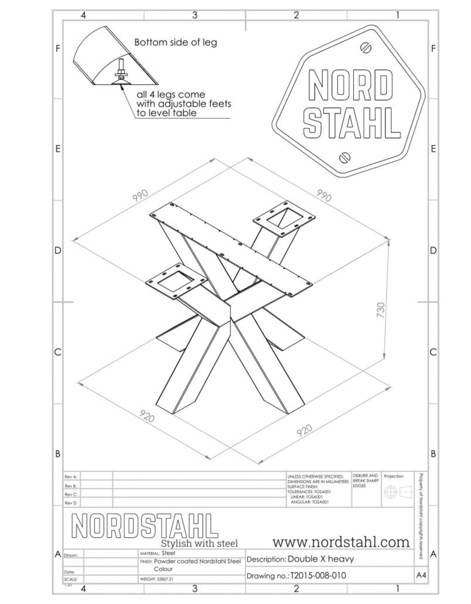 Nordstahl Nordstahl  Tischuntergestell Double X Weiß