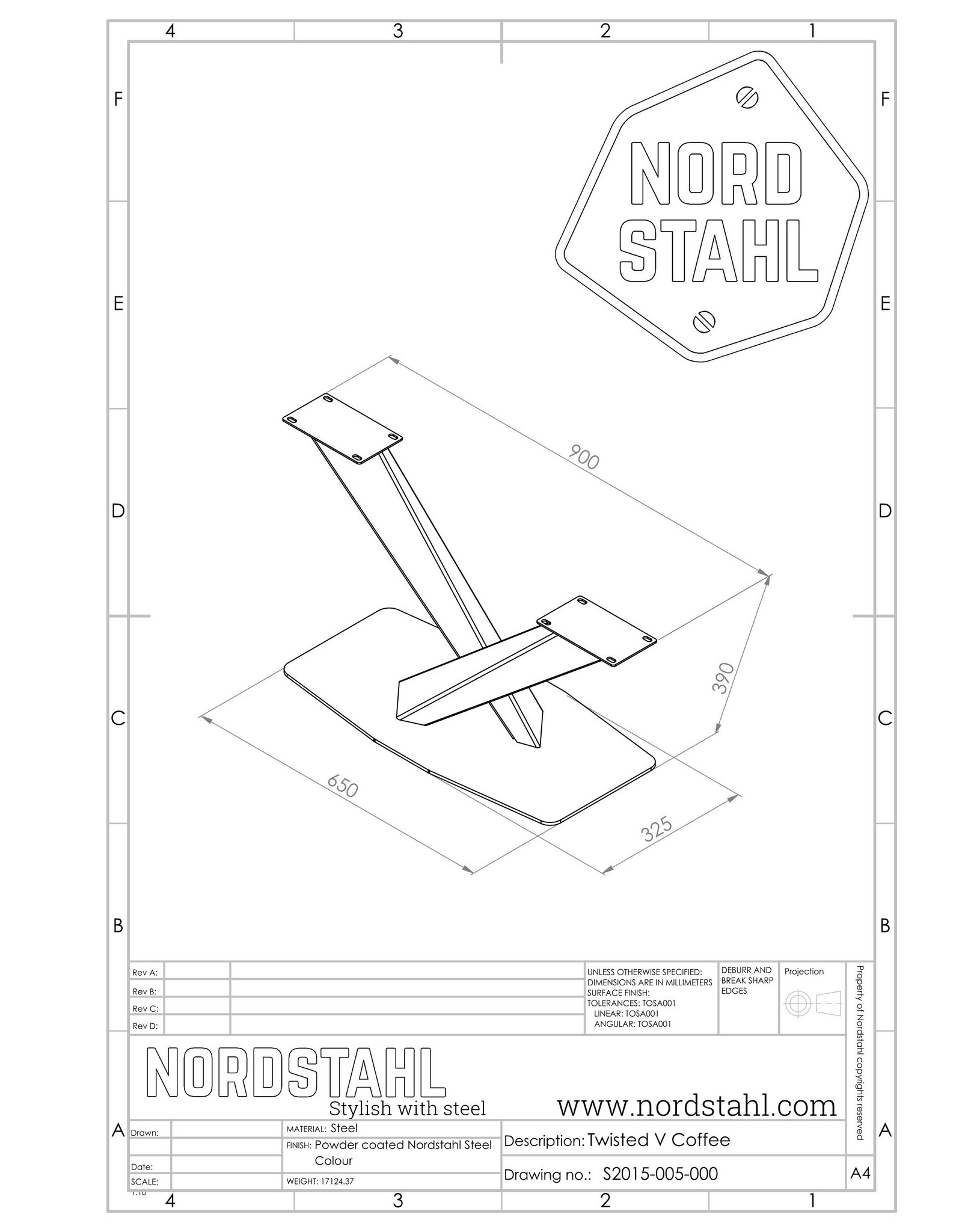 Nordstahl Nordstahl Couchtischgestell Twisted-V Weiß