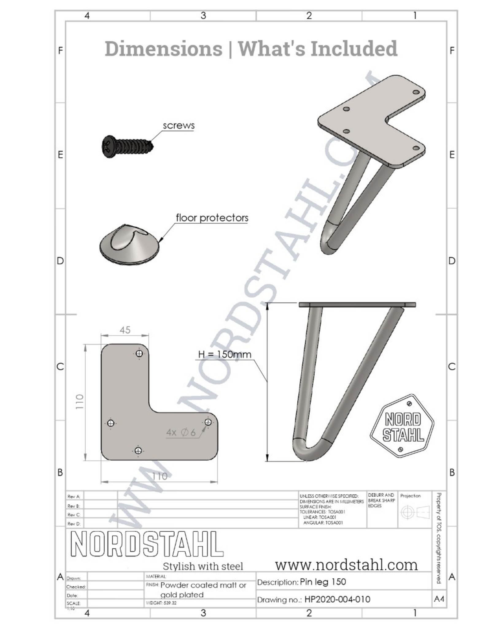 Nordstahl Set hairpin meubelpoten | Goud