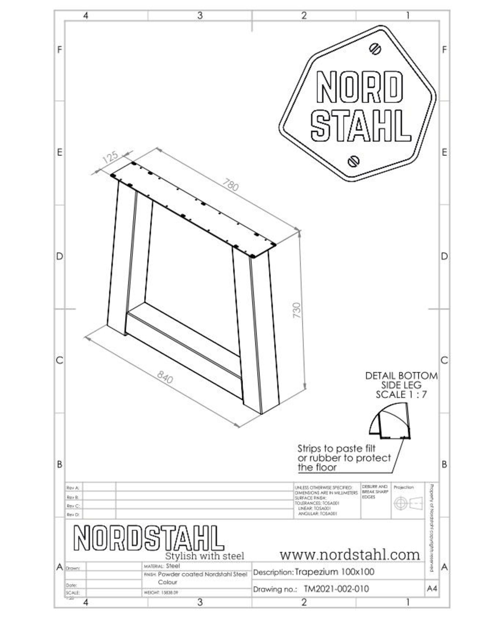 Nordstahl Nordstahl Trapezium leg heavy Pure White