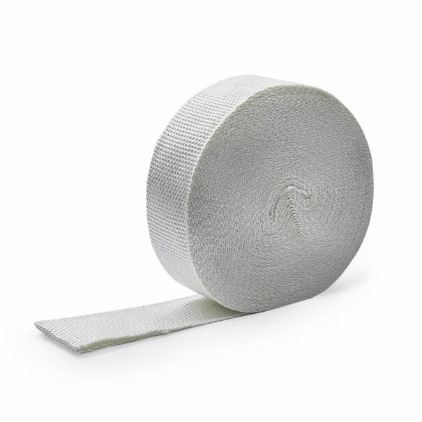 Heat Shieldings Weiße Glasfaser Auspuffband – 50 x 1.5mm x 10 m | Hitzebeständig bis 550 °C
