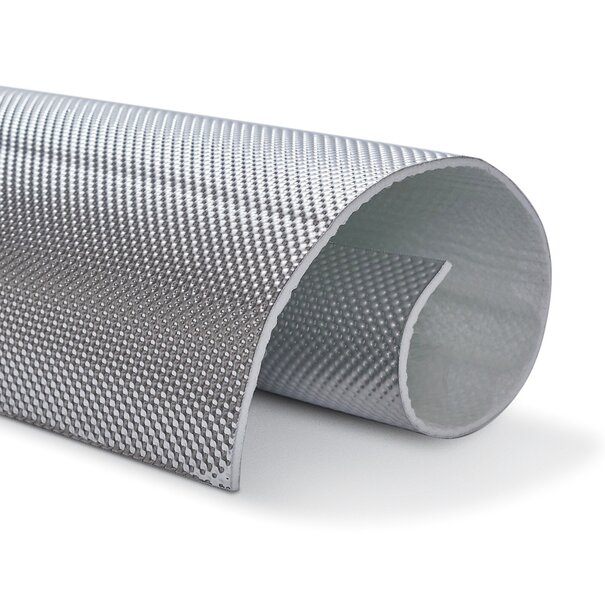 Design Engineering, Inc (DEI) 60 x 53 cm | 4 mm | Floor & Tunnel Shield II™ selbstklebend | Hitzebeständiges mattes Glasfaserglas mit robuster Aluminiumschicht bis 950 ° C.