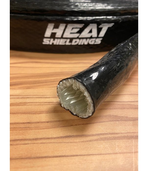 Heat Shieldings Flammschutzschlauch Silikon mit Glasfasergewebe 260 ºC - Ø  20 mm Schwarz