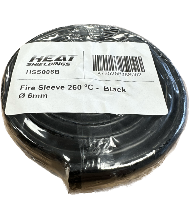 Heat Shieldings Ø  6 mm x 1 m | Silicone E-Glass Fire Sleeve -  Black