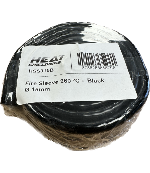 Heat Shieldings Ø  15 mm x 1 m | Silicone E Glass Fire Sleeve 260 ºC -  Black