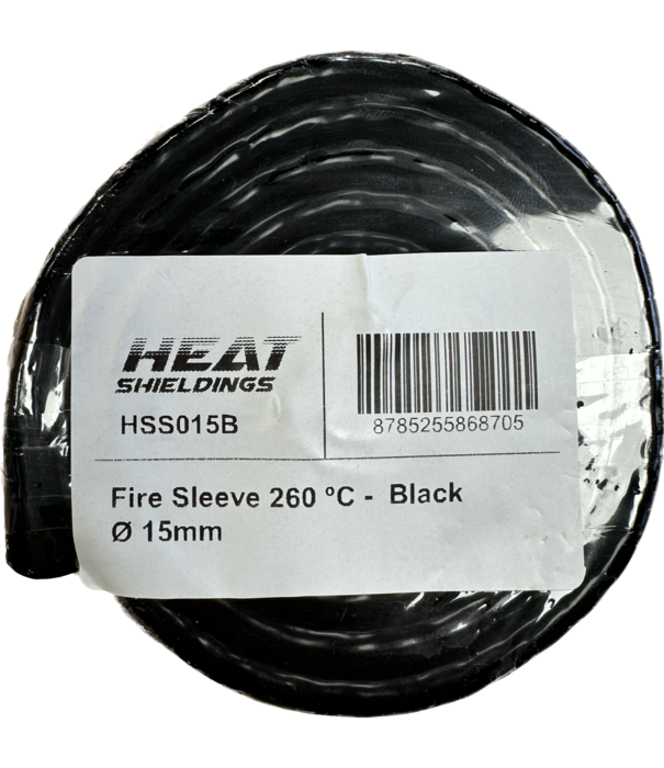 Heat Shieldings Ø  15 mm x 1 m | Silicone E-Glass Fire Sleeve  -  Black