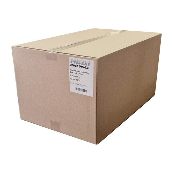 Heat Shieldings 550 °C  | 20mm x 4mm x 300m Hitzebeständige Versiegelung mit selbstklebender Schicht  | Ofendichtung - Karton mit 12 Rollen à 25 m