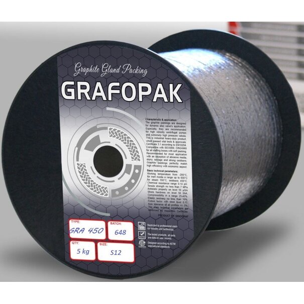 Heat Shieldings Gland packing - Pure expanded graphite |  Grafopak GRA 450
