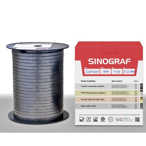 Heat Shieldings Stopfbuchspackung – Rein expandierter Graphit - Inconel-Verstärkung | Gland packing Grafopak IGP 600