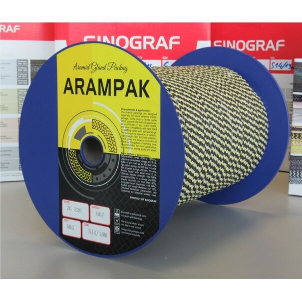 Heat Shieldings Stopbuspakking – Zebraweefsel van Aramide garen en gegrafitiseerde PTFE | Gland packing Arampak ZG 320
