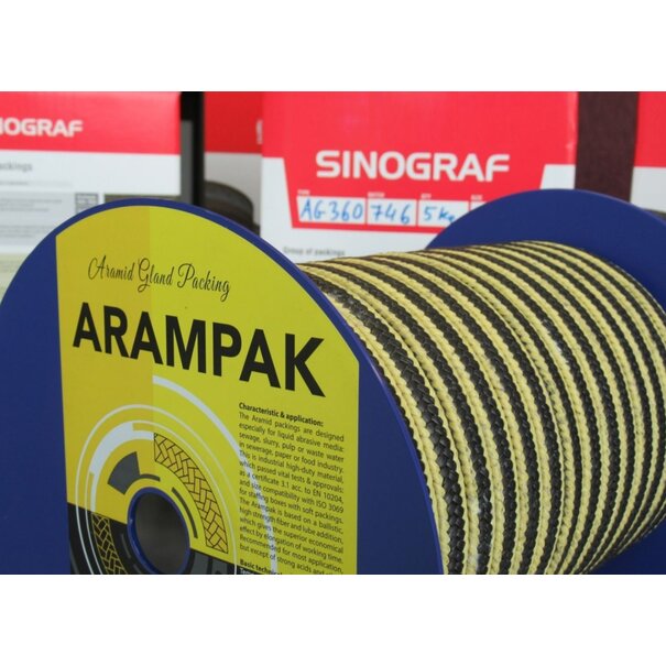 Heat Shieldings Stopbuspakking – Gegrafitiseerde PTFE met Aramide op de hoeken | Gland packing Arampak AG 360