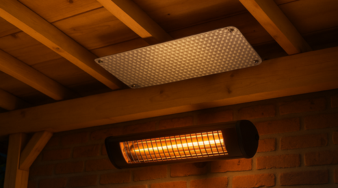 Hitteschild boven je terrasheater 