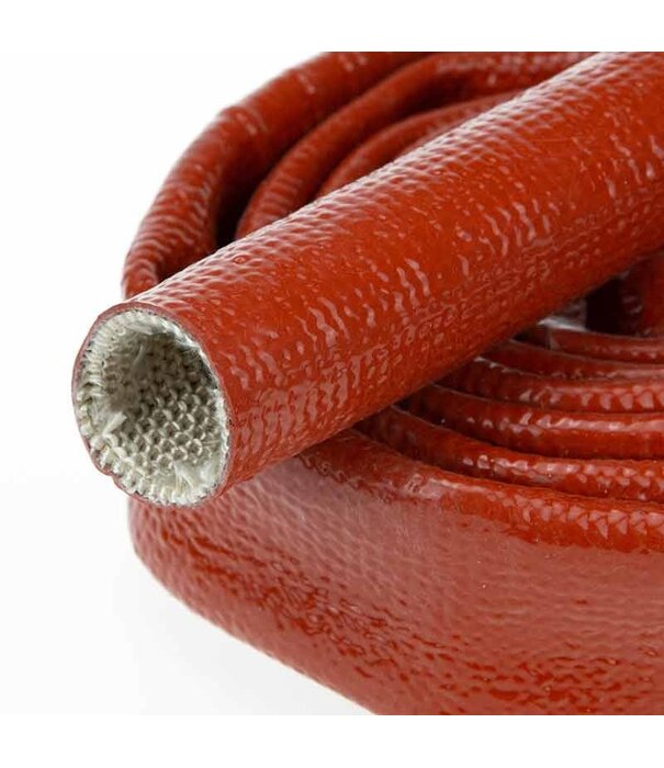 Heat Shieldings Ø 10 mm x 15m | Silikon Glasfaser Brandschutz Schlauch  - Rot  - DIN EN45545