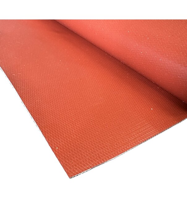 Heat Shieldings Fiberglass Fabric Double-Sided Silicone Coating -Red - Heat Resistant & Flame Retardant - 69 x 56 cm | 1.3 mm | 1850 g/m²