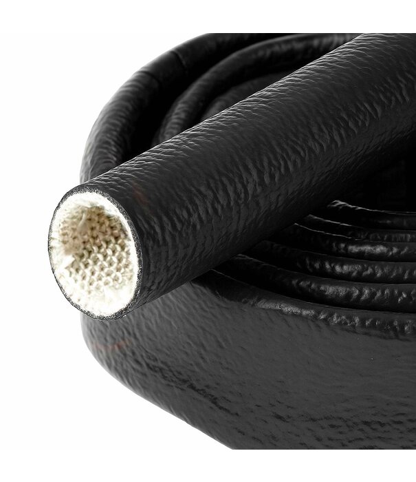 Heat Shieldings Ø 13 mm x 15m | Silicone E-Glass Fire Sleeve  - Black