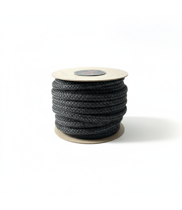 Heat Shieldings 550 °C  | ø 12 mm x 25 m Hittebestendig koord zwart | Kachelkoord rond