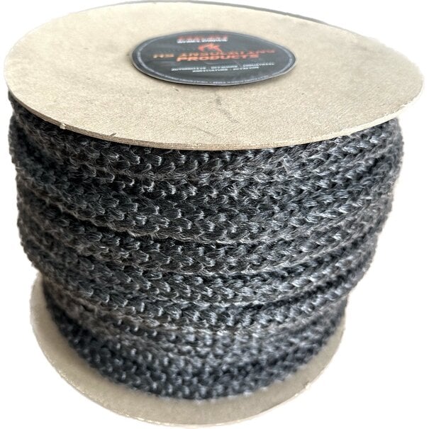 Heat Shieldings 550 °C  | ø 12 mm x 50 m Hittebestendig koord zwart | Kachelkoord rond