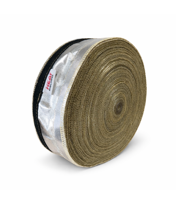 Heat Shieldings Wärmereflektierender Kevlar-Isolierschlauch bis 600 °C  25 mm - Klettverschluss - Rolle 50m