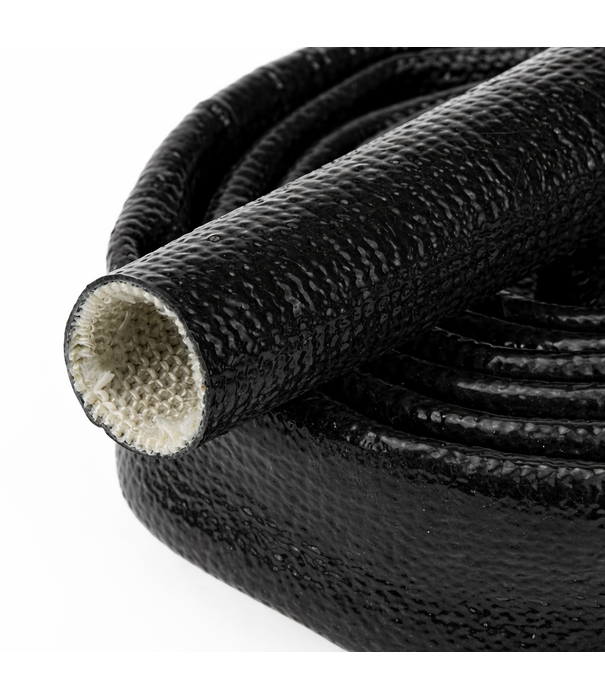 Heat Shieldings Ø 25 mm x 15m | Silicone E-Glass Fire Sleeve  - Black