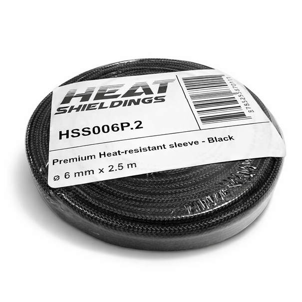 Heat Shieldings Premium Hitzebeständige Flechtschlauch Schwarz bis 550 °C - 6 mm x 2.5m