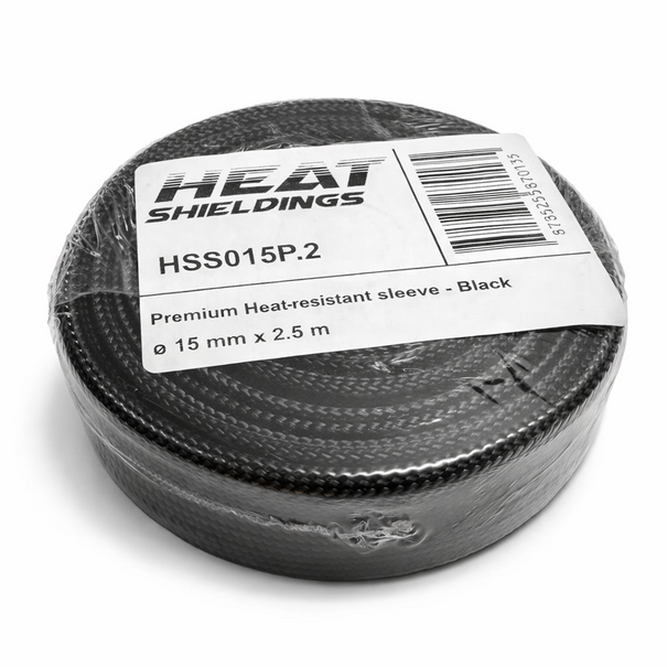 Heat Shieldings Premium Hitzebeständige Flechtschlauch Schwarz bis 550 °C - 15 mm x 2.5m