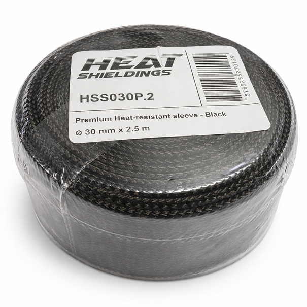 Heat Shieldings Premium Hitzebeständige Flechtschlauch Schwarz bis 550 °C - 30  mm x 2.5m