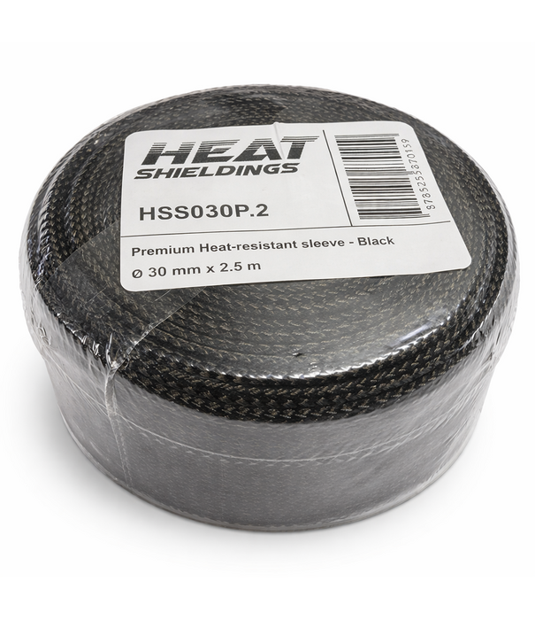 Heat Shieldings Premium Hitzebeständige Flechtschlauch Schwarz bis 550 °C - 30  mm x 2.5m