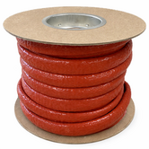 Ø 13 mm x 15m | Silikon Glasfaser Brandschutz Schlauch  - Rot