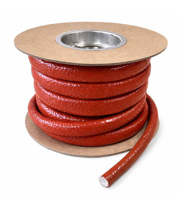 Heat Shieldings Ø 35 mm x 15m | Silicone E-Glass Fire Sleeve  - Red