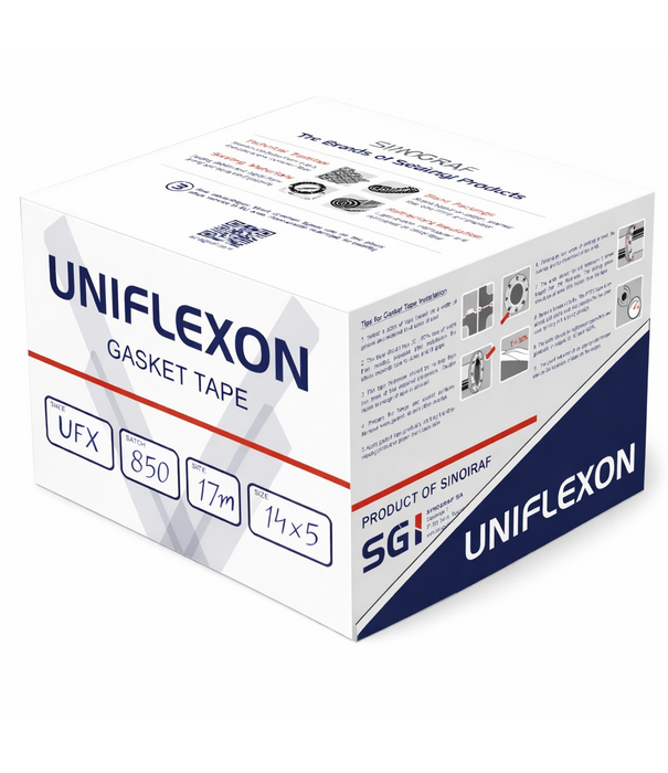 Heat Shieldings 260 °C  | 14 mm x  5 mm x 17 m | Uniflexon UFX:  ePTFE Dichtungsband mit Klebeschicht