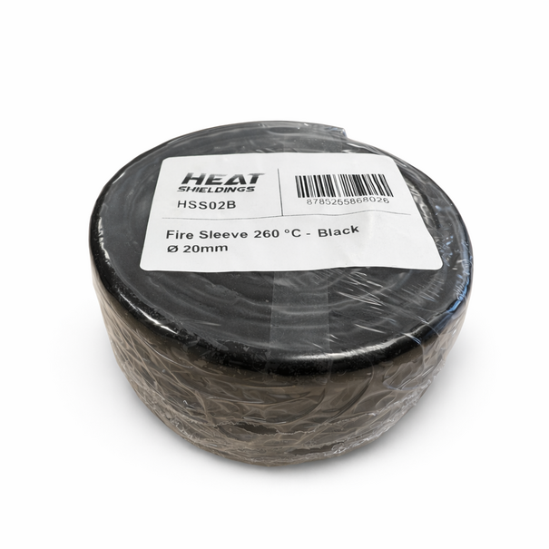 Heat Shieldings Ø  20 mm x 1 m | Silikon Glasfaser Brandschutz Schlauch - Schwarz