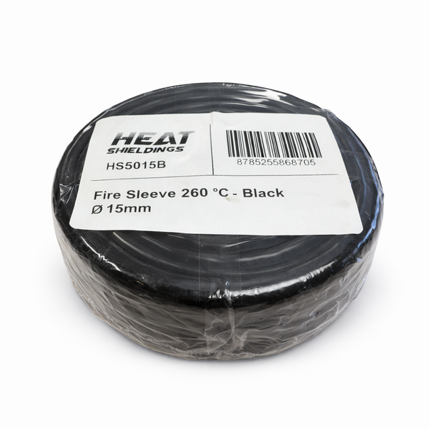Heat Shieldings Ø  15 mm x 1 m | Silikon Glasfaser Brandschutz Schlauch - Schwarz
