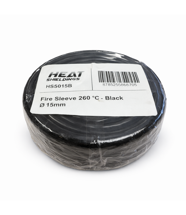 Heat Shieldings Ø  15 mm x 1 m | Silicone E-Glass Fire Sleeve  -  Black