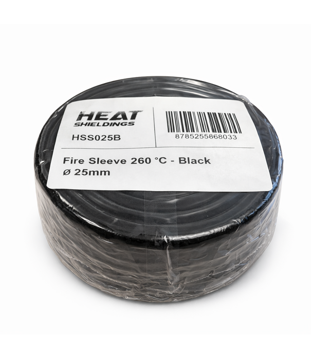 Heat Shieldings Ø 25 mm x 1 m | Hittebestendige silicone isolatiekous - Zwart