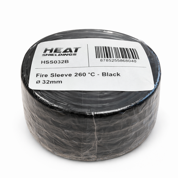 Heat Shieldings Ø  32 mm x 1 m | Silicone E-Glass Fire Sleeve - Black
