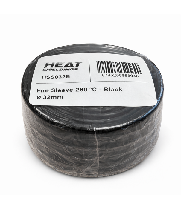 Heat Shieldings Ø  32 mm x 1 m | Silikon Glasfaser Brandschutz Schlauch - Schwarz