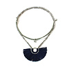 Fan Tassel Necklace Navy Blue