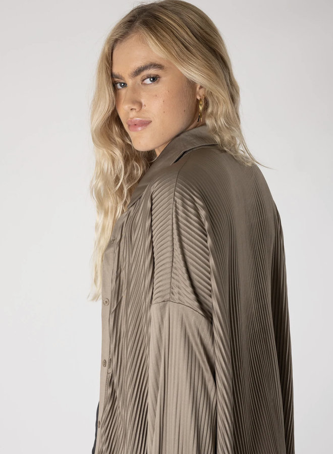 TILTIL - Nina plisse blouse taupe