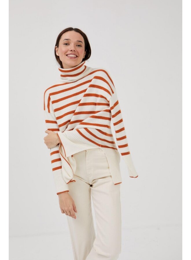 MUS&BOMBON - Besalu striped trui orange stripe