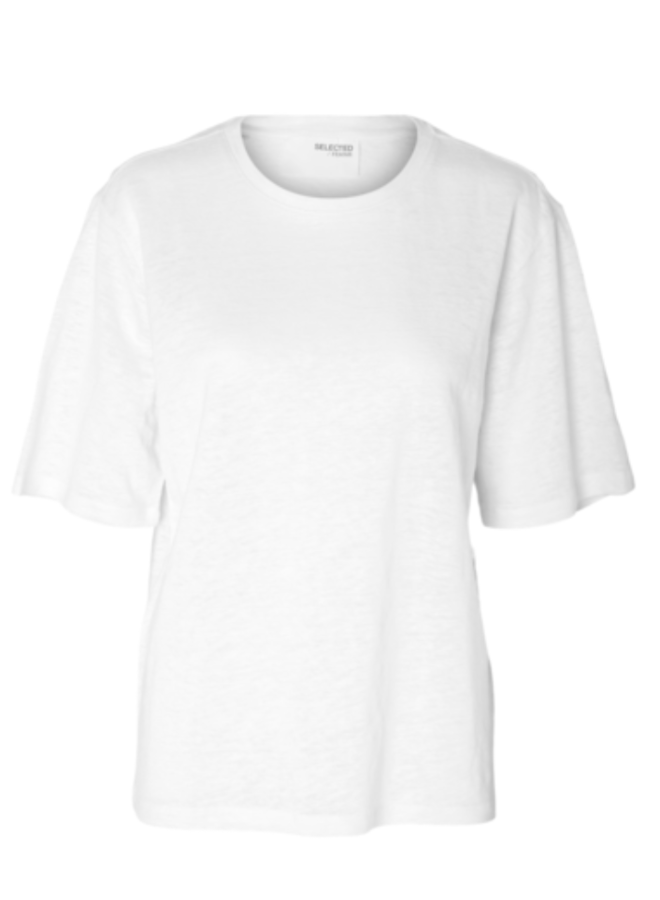 SELECTED FEMME - Slfvilja linnen t-shirt wit