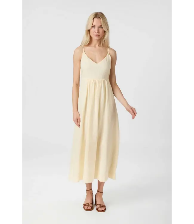 NEO NOIR - Savani Long Linen botergeel jurk