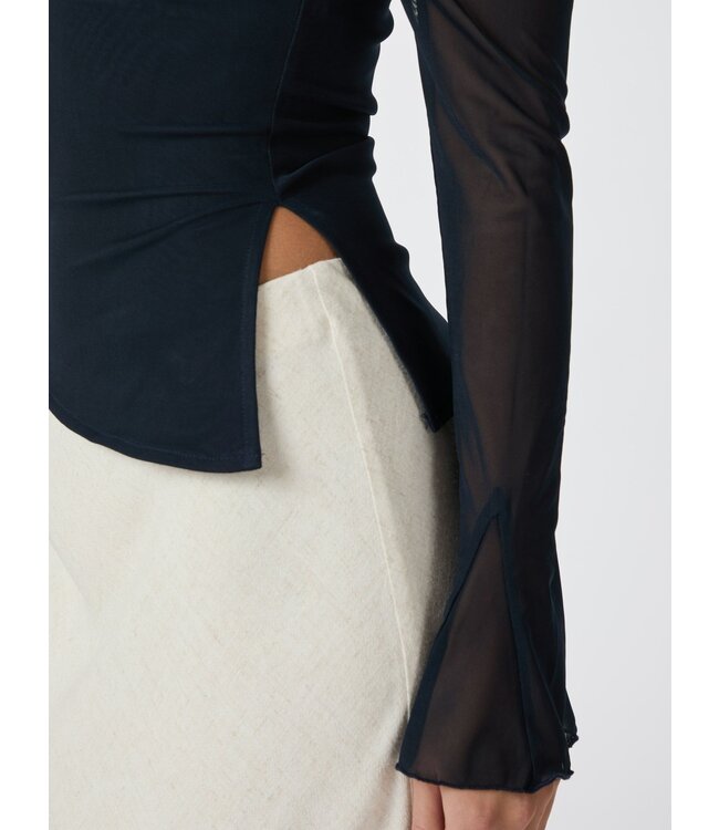NEO NOIR - Addie Mesh Blouse navy