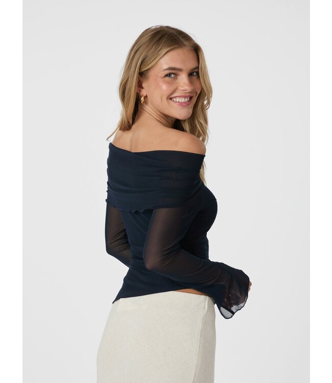 NEO NOIR - Addie Mesh Blouse navy