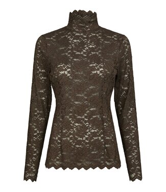 neo noir NEONOIR - Liza laceflower blouse bruin