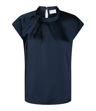 neo noir NEONOIR - Fleur drapy satin blouse blauw