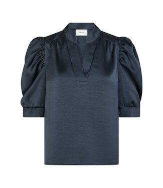 neo noir NEONOIR - Roella heavy satijn blouse blauw